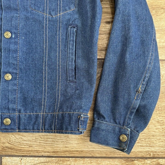 VINTAGE Saddle King Jacket Youth 16 Reg Blue Denim Jean Button Western Cowboy - Picture 4 of 10